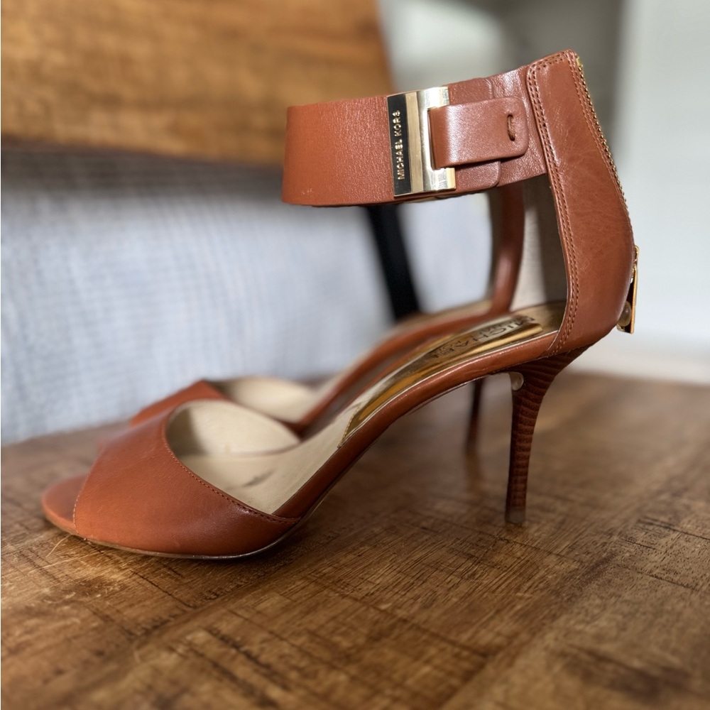 Michael Kors Brown Leather Heels with Ankle Strap